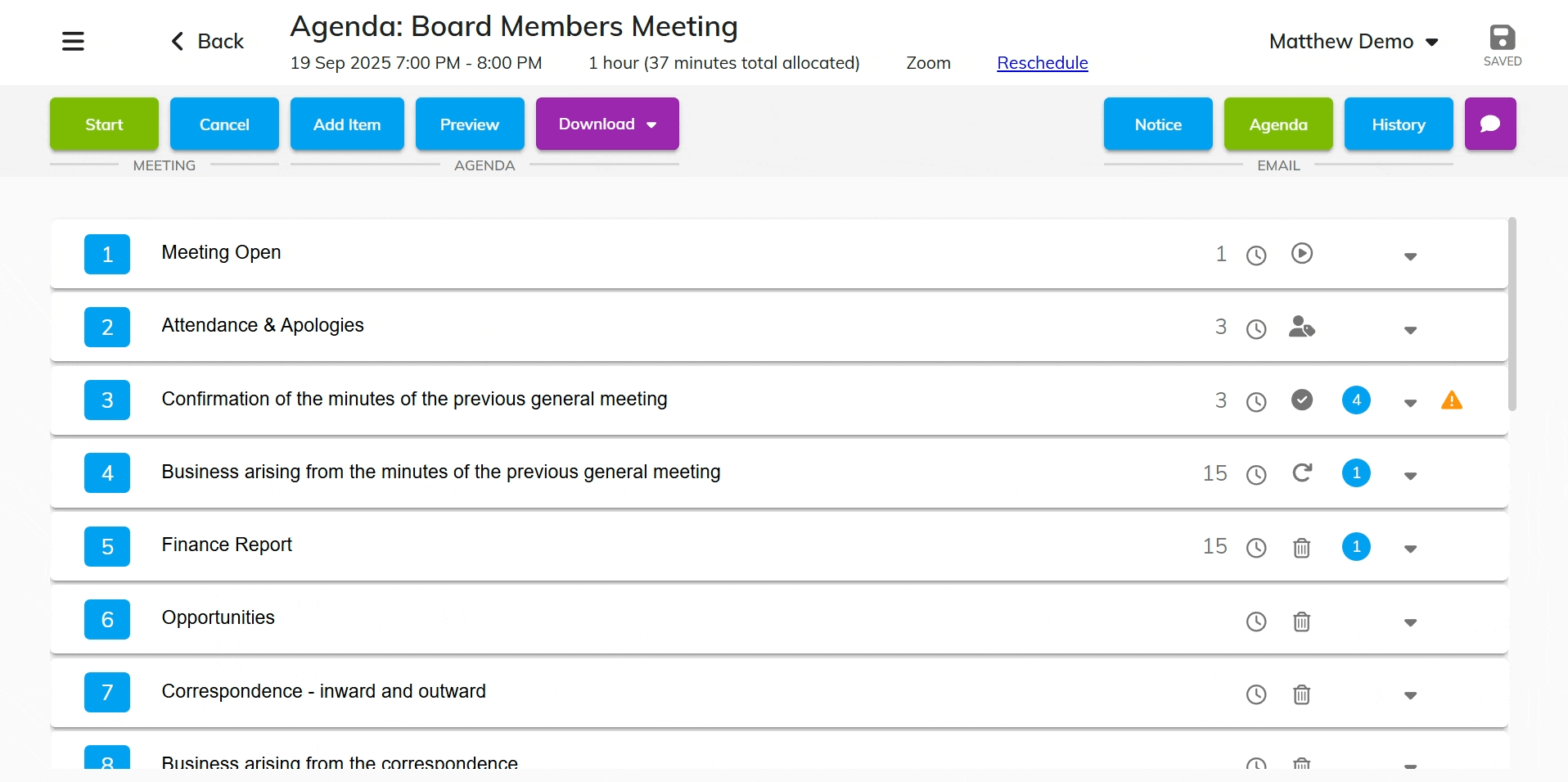 Easy to use Agenda Templates