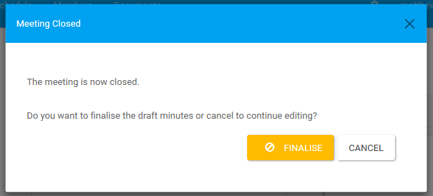 Close Meeting Confirmation Close Meeting Confirmation