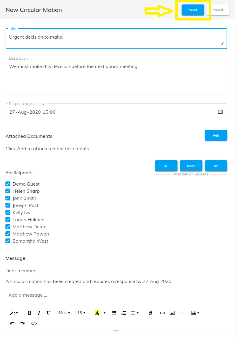 Send Circular Motion Send Circular Motion