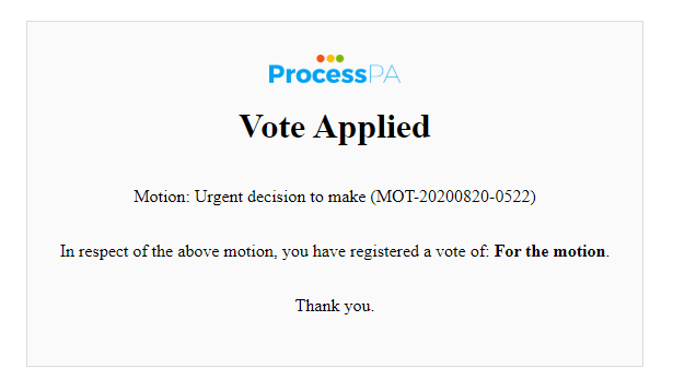 Vote Confirmed Vote Confirmed