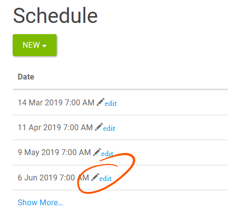 Edit Schedule Edit Schedule