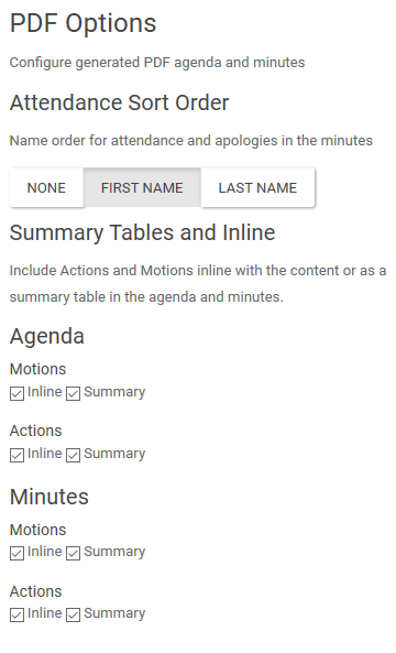 PDF Options PDF Options